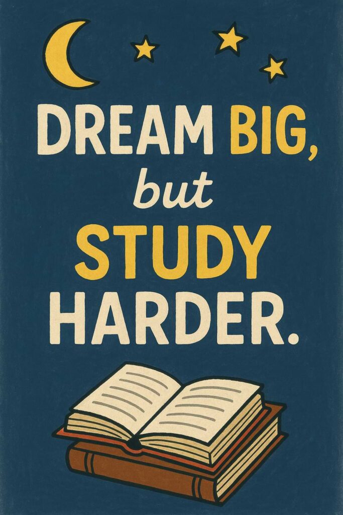 Dream big, but study harder.”