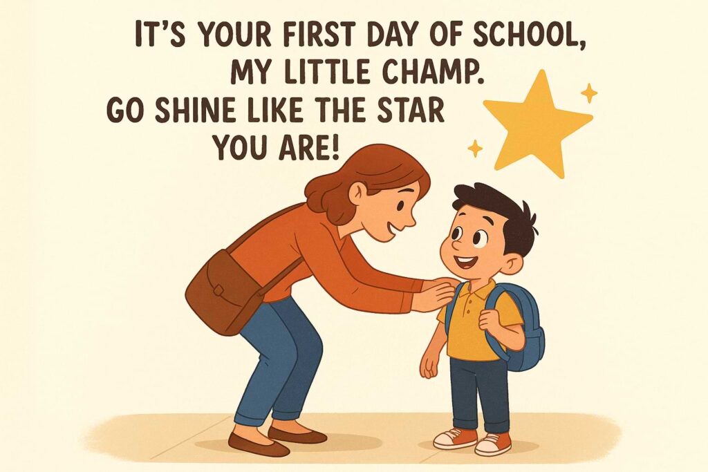 "It’s your first day of school, my little champ. Go shine like the star you are!"