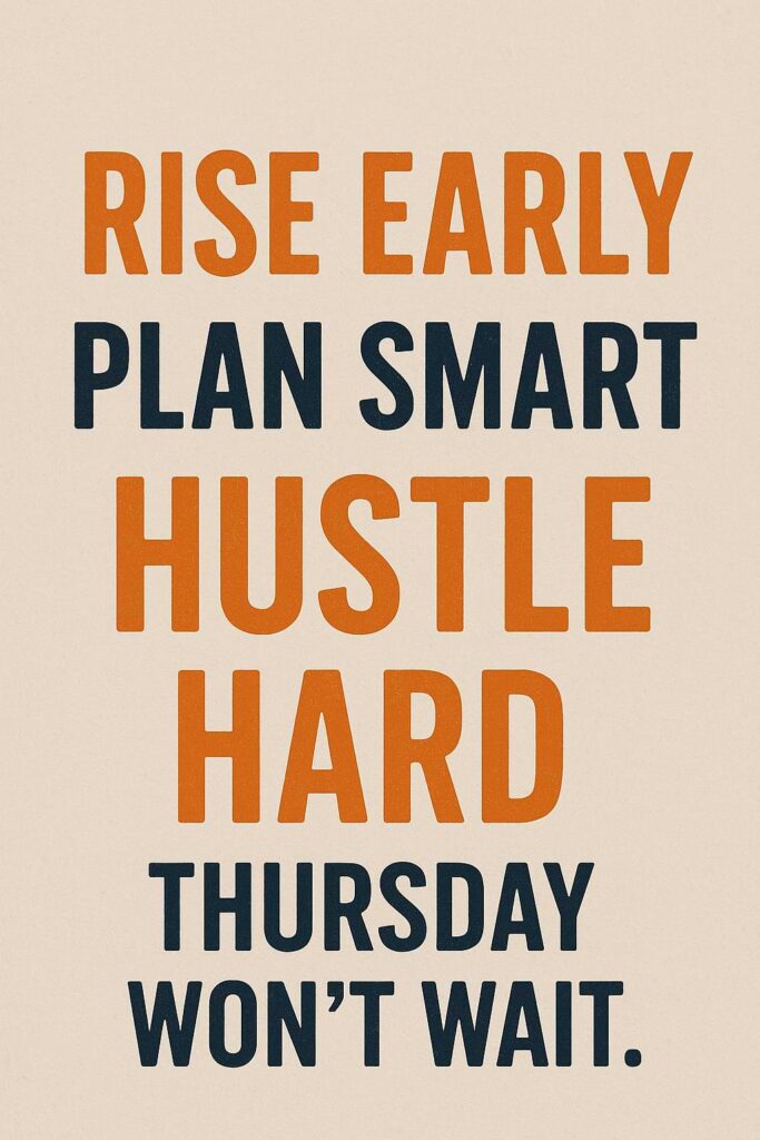 Rise early, plan smart, hustle hard—Thursday won’t wait.