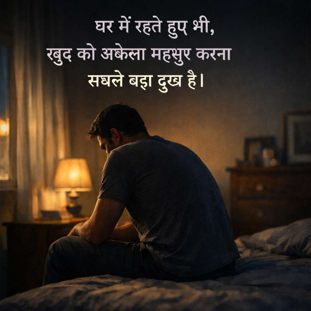 घर में रहते हुए भी,खुद को अकेला महसूस करना सबसे बड़ा दुख है।